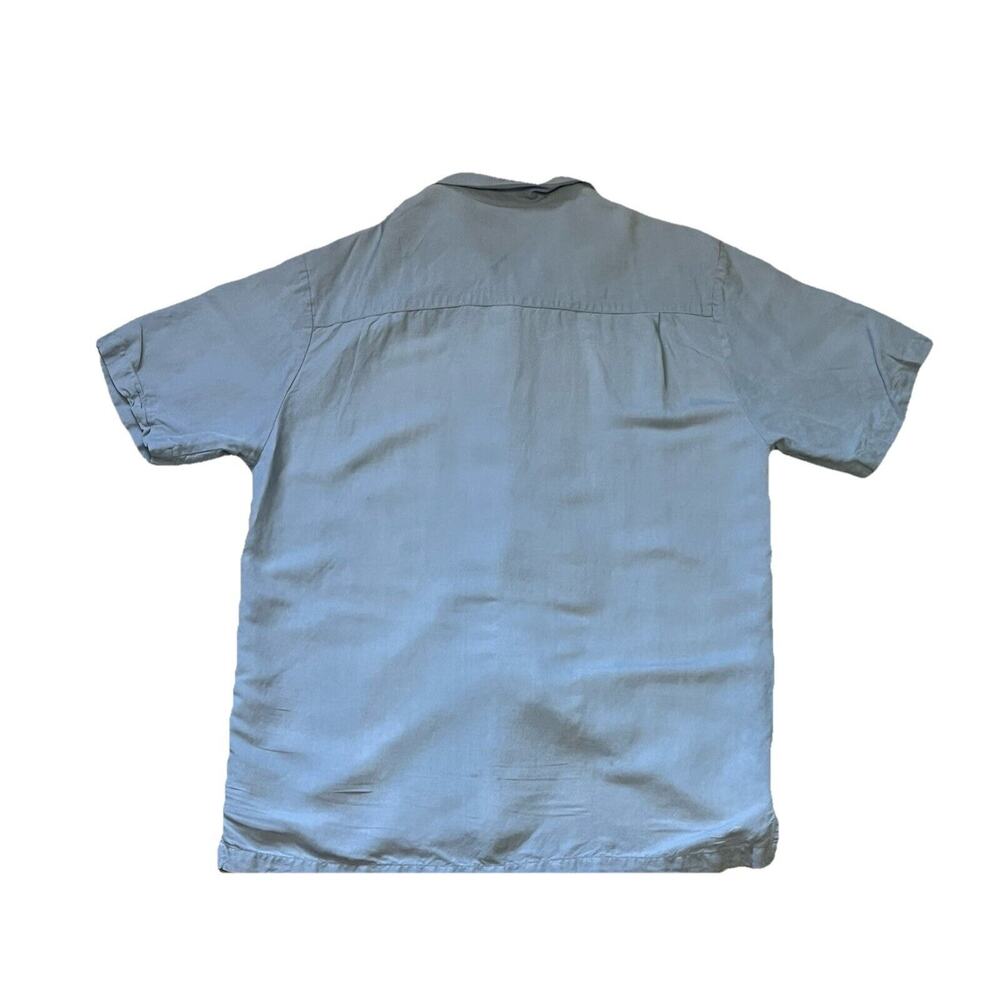 Cubavera Men's Large Blue Embroidered Short Sleeve Button Down. - Picture 3 of 10